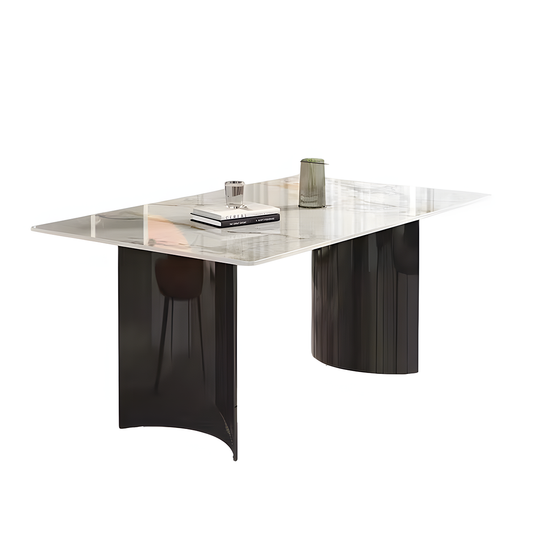 Crescent-shaped dining table
