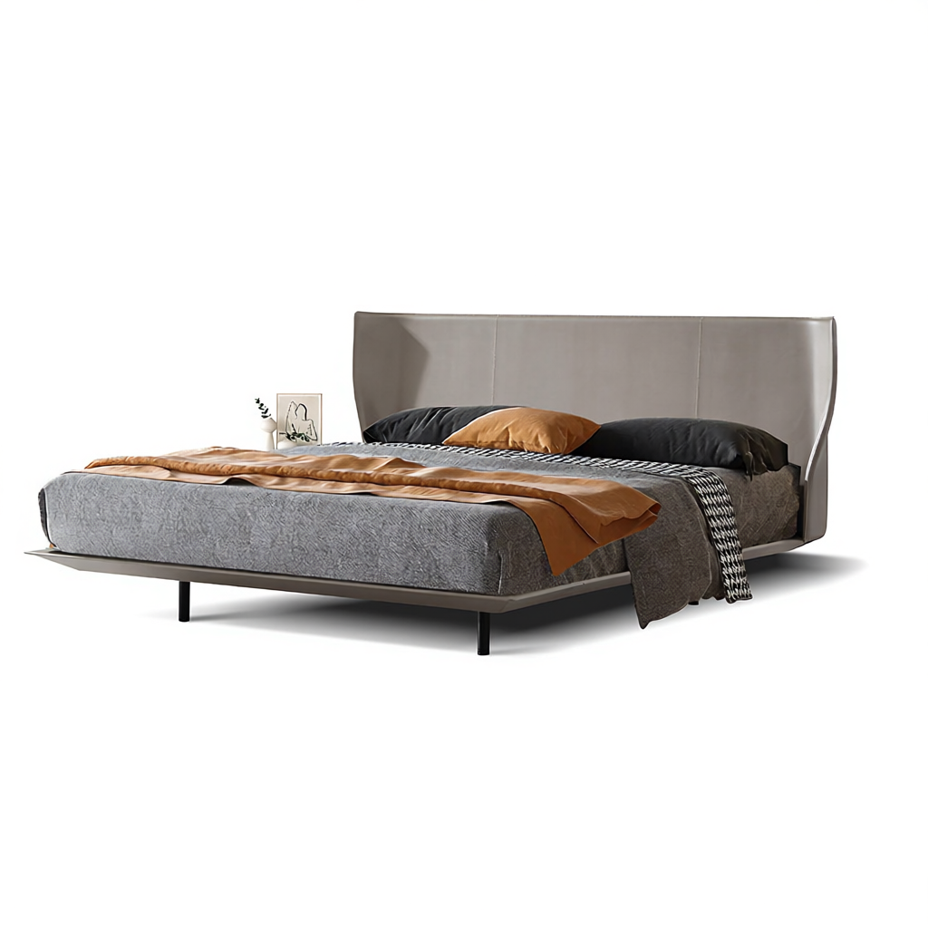 Modern Light Luxury Saddle Leather Double Bed